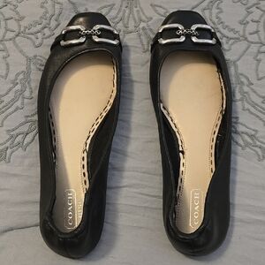 Coach Black Leather Women's Flats